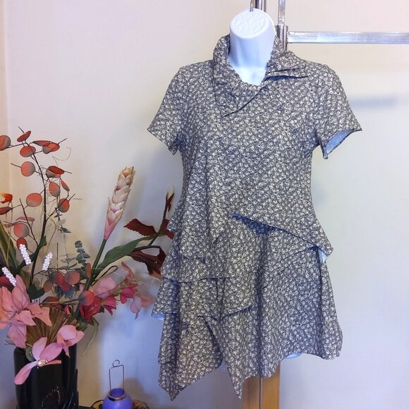 NEW MC PLANET Women’s Multi Color Printed Tiered Blouse Summer Top 38 - Picture 4 of 9